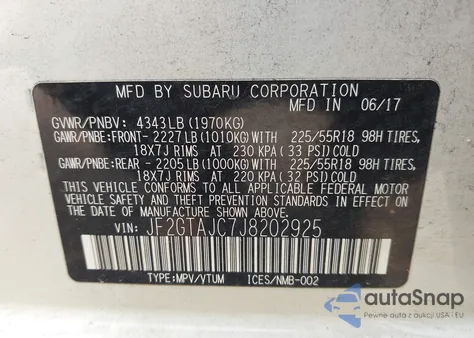 2018 Subaru Crosstrek 2.0I Limited из США, поврежденный, VIN JF2GTAJC7J8202925